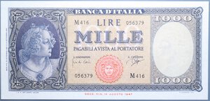 reverse: REPUBBLICA ITALIANA 1000 LIRE 25/9/1961 ITALIA ORNATA DI PERLE MEDUSA FDS