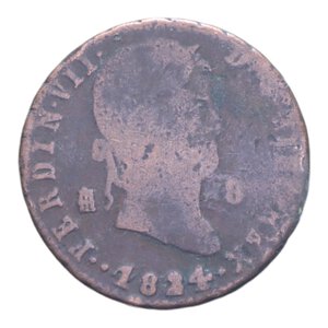 reverse: SPAGNA FERDINANDO VII 8 MARAVEDIS 1824 CU. 11,22 GR. MB+/MB-BB