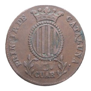 reverse: SPAGNA ISABEL II CATALUNA 3 QUARTOS 1838 CU. 6,87 GR. qBB
