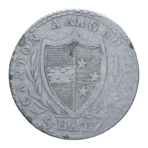 reverse: SVIZZERA CANTON AARGAU 5 BATZEN 1826 AG. 4,26 GR. MB-BB