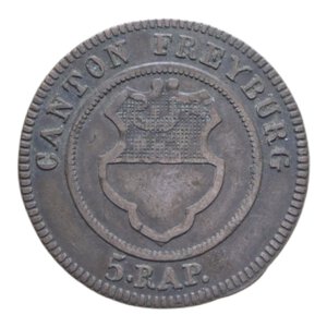 reverse: SVIZZERA CANTON FREIBURG 5 RAPPEN 1830 CU. 1,83 GR. BB