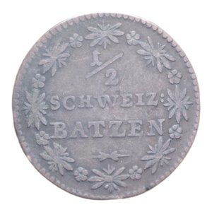 reverse: SVIZZERA CANTON GRAUBUNDEN 1/2 BATZEN 1820 MI. 1,97 GR. BB