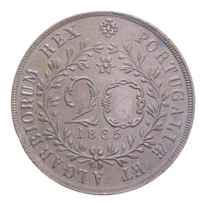 reverse: AZZORRE 20 REIS 1865 CU. 12,82 GR. SPL