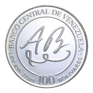 reverse: VENEZUELA 100 BOLIVARES 1981 ANDRES BELLO AG. 27 GR. PROOF