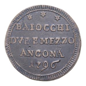 reverse: ANCONA PIO VI (1775-1779) 2 1/2 BAIOCCHI 1796 SAMPIETRINO CU. 17,19 GR. BB+