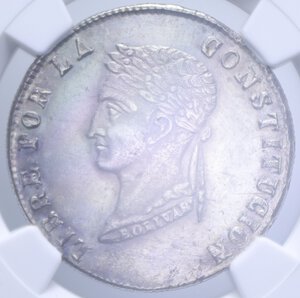 obverse: BOLIVIA SOL 1854 PTS-MJ S4S AG. UNC DETAILS CLEANED (SIGILLATA NGC 5786052-015)