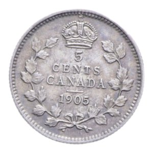 reverse: CANADA EDOARDO VII 5 CENTS 1870 AG. 1,19 GR. qSPL/SPL