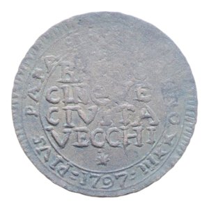 reverse: CIVITAVECCHIA PIO VI (1775-1779) 5 BAIOCCHI 1797 MADONNINA CU. 12,13 GR. qBB
