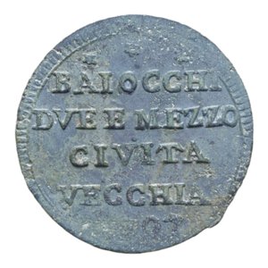 reverse: CIVITAVECCHIA PIO VI (1775-1779) 2 1/2 BAIOCCHI 1797 SAMPIETRINO CU. 13,94 GR. BB