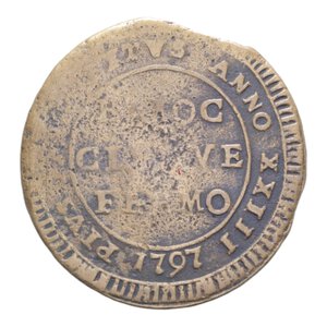 reverse: FERMO PIO VI (1775-1779) 5 BAIOCCHI 1797 MADONNINA CU. 15,07 GR. qBB