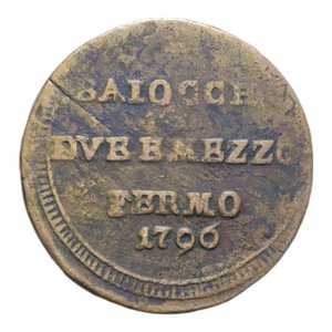 reverse: FERMO PIO VI (1775-1779) 2 1/2 BAIOCCHI 1796 SAMPIETRINO CU. 12,25 GR. qBB