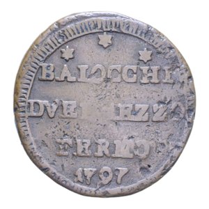 reverse: FERMO PIO VI (1775-1779) 2 1/2 BAIOCCHI 1797 SAMPIETRINO CU. 13,06 GR. qBB