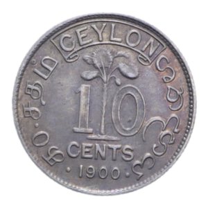 reverse: CEYLON VICTORIA 10 CENTS 1900 AG. 1,14 GR. qSPL/SPL+