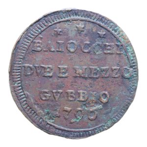 reverse: GUBBIO PIO VI (1775-1779) 2 1/2 BAIOCCHI 1796 SAMPIETRINO CU. 16,75 GR. BB+