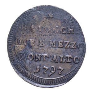 reverse: MONTALTO PIO VI (1775-1779) 2 1/2 BAIOCCHI 1797 SAMPIETRINO RR CU. 19,68 GR. BB+