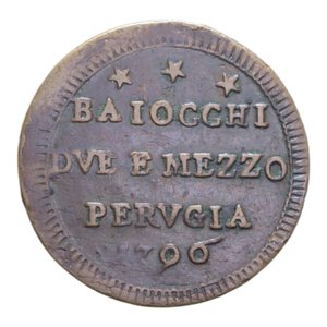 reverse: PERUGIA PIO VI (1775-1779) 2 1/2 BAIOCCHI 1796 SAMPIETRINO CU. 14,59 GR. BB