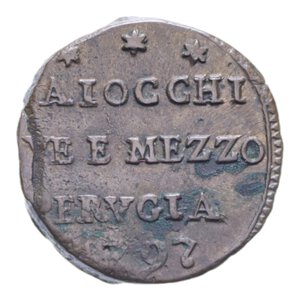 reverse: PERUGIA PIO VI (1775-1779) 2 1/2 BAIOCCHI 1797 SAMPIETRINO MODULO RIDOTTO CU. 11,29 GR. BB