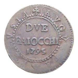 reverse: PERUGIA PIO VI (1775-1779) 2 BAIOCCHI 1795 R CU. 19,10 GR. BB