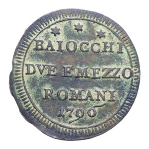 reverse: ROMA PIO VI (1775-1779) 2 1/2 BAIOCCHI 1796 SAMPIETRINO CU. 15,57 GR. BB