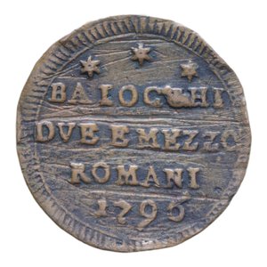 reverse: ROMA PIO VI (1775-1779) 2 1/2 BAIOCCHI 1796 SAMPIETRINO CU. 16,29 GR. qBB/BB