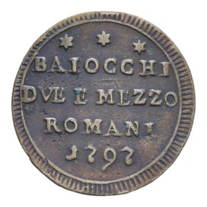 reverse: ROMA PIO VI (1775-1779) 2 1/2 BAIOCCHI 1797 SAMPIETRINO CU. 16,32 GR. BB