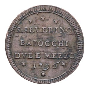 reverse: SAN SEVERINO PIO VI (1775-1779) 2 1/2 BAIOCCHI 1796 SAMPIETRINO CU. 14,08 GR. BB+