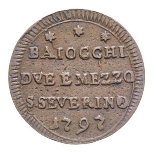 reverse: SAN SEVERINO PIO VI (1775-1779) 2 1/2 BAIOCCHI 1797 SAMPIETRINO CU. 16,14 GR. BB+