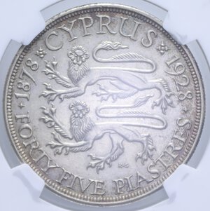 reverse: CIPRO 45 PIASTRE 1928 R AG. UNC DETAILS CLEANED (SIGILLATA NGC 5775475-012)