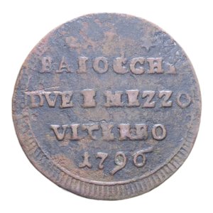reverse: VITERBO PIO VI (1775-1779) 2 1/2 BAIOCCHI 1796 SAMPIETRINO CU. 15,14 GR. qBB