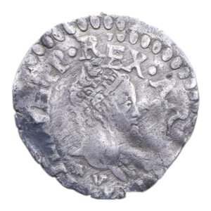 obverse: REGNO DI NAPOLI FILIPPO II (1554-1598) MEZZO CARLINO R MIR. 186/1 AG. 1,29 GR. qBB