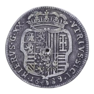reverse: REGNO DI NAPOLI CARLO II (1674-1700) TARI  1689 AG. 4,80 GR. MB+/qBB (FORO)