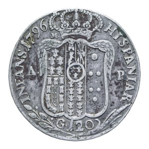 reverse: REGNO DI NAPOLI FERDINANDO IV (1759-1816) PIASTRA 120 GRANA 1796 AG. 27,15 GR. BB (TRACCE DI SPORCO)