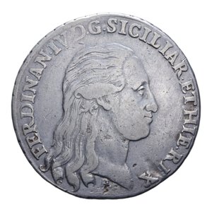 obverse: REGNO DI NAPOLI FERDINANDO IV (1759-1816) PIASTRA 120 GRANA 1796 AG. 27,10 GR. BB (DIFETTO SUL TONDELLO)