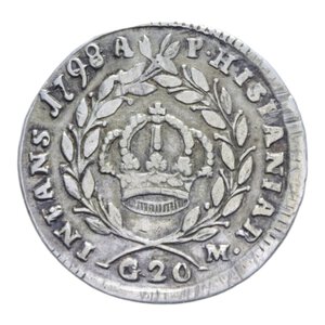 reverse: REGNO DI NAPOLI FERDINANDO IV (1759-1816) TARI  20 GRANA 1798 AG. 4,50 GR. qBB/BB