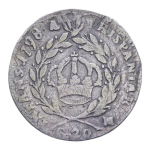 reverse: REGNO DI NAPOLI FERDINANDO IV (1759-1816) TARI  20 GRANA 1798 AG. 3,90 GR. MB-BB (PROBABILE FALSO)
