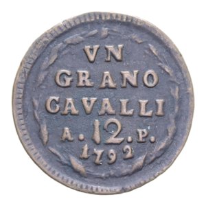 reverse: REGNO DI NAPOLI FERDINANDO IV (1759-1816) GRANO 12 CAVALLI 1792 CU. 5,78 GR. qBB/BB