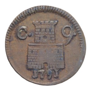 reverse: REGNO DI NAPOLI FERDINANDO IV (1759-1816) 9 CAVALLI 1791 CU. 4,61 GR. qBB