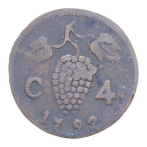 reverse: REGNO DI NAPOLI FERDINANDO IV (1759-1816) 4 CAVALLI 1792 CU. 1,89 GR. qBB