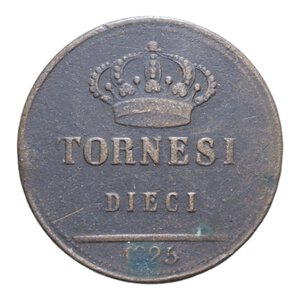 reverse: REGNO DELLE DUE SICILIE FRANCESCO I (1825-1830) 10 TORNESI 1825 NC CU. 31,86 GR. qBB