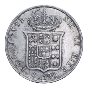 reverse: REGNO DELLE DUE SICILIE FERDINANDO II (1830-1859) PIASTRA 120 GRANA 1851 NC AG. 27,50 GR. BB+