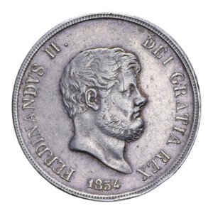 obverse: REGNO DELLE DUE SICILIE FERDINANDO II (1830-1859) PIASTRA 120 GRANA 1854 AG. 27,60 GR. BB+/BB-SPL