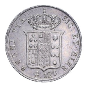 reverse: REGNO DELLE DUE SICILIE FERDINANDO II (1830-1859) PIASTRA 120 GRANA 1854 AG. 27,60 GR. BB+/BB-SPL
