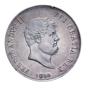 obverse: REGNO DELLE DUE SICILIE FERDINANDO II (1830-1859) PIASTRA 120 GRANA 1855 AG. 27,54 GR. BB-SPL