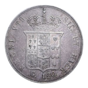 reverse: REGNO DELLE DUE SICILIE FERDINANDO II (1830-1859) PIASTRA 120 GRANA 1855 AG. 27,54 GR. BB-SPL