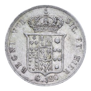 reverse: REGNO DELLE DUE SICILIE FERDINANDO II (1830-1859) PIASTRA 120 GRANA 1855 AG. 27,53 GR. BB+