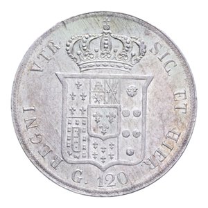 reverse: REGNO DELLE DUE SICILIE FERDINANDO II (1830-1859) PIASTRA 120 GRANA 1855 AG. 27,54 GR. SPL