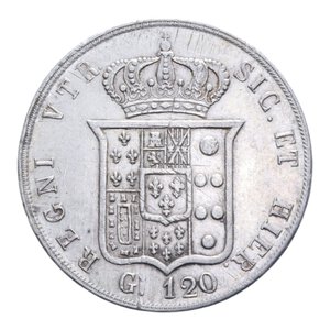 reverse: REGNO DELLE DUE SICILIE FERDINANDO II (1830-1859) PIASTRA 120 GRANA 1855 (8 PICCOLO) AG. 27,49 GR. BB+