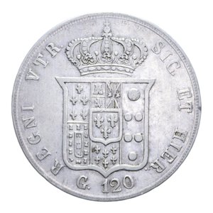 reverse: REGNO DELLE DUE SICILIE FERDINANDO II (1830-1859) PIASTRA 120 GRANA 1856 (AQUILE CAPOVOLTE/ 8 RIBATTUTO) RR AG. 27,44 GR. BB+ (COLPO)