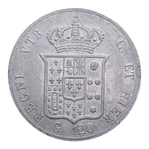 reverse: REGNO DELLE DUE SICILIE FERDINANDO II (1830-1859) PIASTRA 120 GRANA 1856 AG. 27,58 GR. SPL