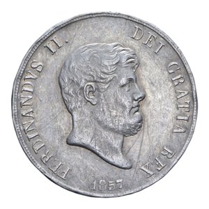 obverse: REGNO DELLE DUE SICILIE FERDINANDO II (1830-1859) PIASTRA 120 GRANA 1857 AG. 27,41 GR. BB/BB+
